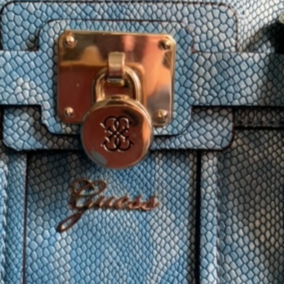 10. RARE VINTAGE Guess Grayson Blue Snakeskin Satchel - Picture 13 of 13